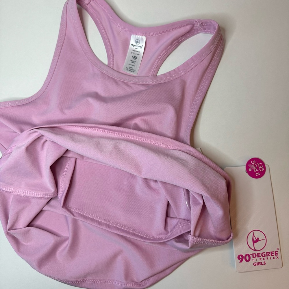 NWT 90 Degree by Reflex Girls Tennis skirt and Shirt L Size 12 - Picture 3 of 9